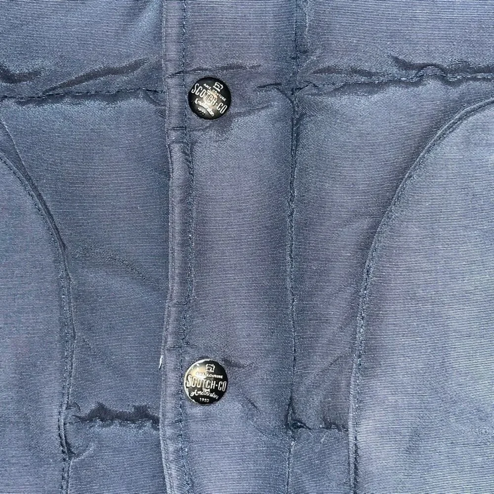 Scotch & Soda Gilet Dark Down Leather Down Puffer With Navy Knit Sleeves Men’s S